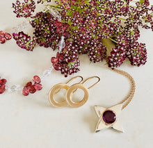 Load image into Gallery viewer, Rhodolite Garnet Gold and Sterling Silver Pendant