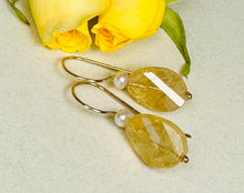 Load image into Gallery viewer, Citrine and Pearl Earrings
