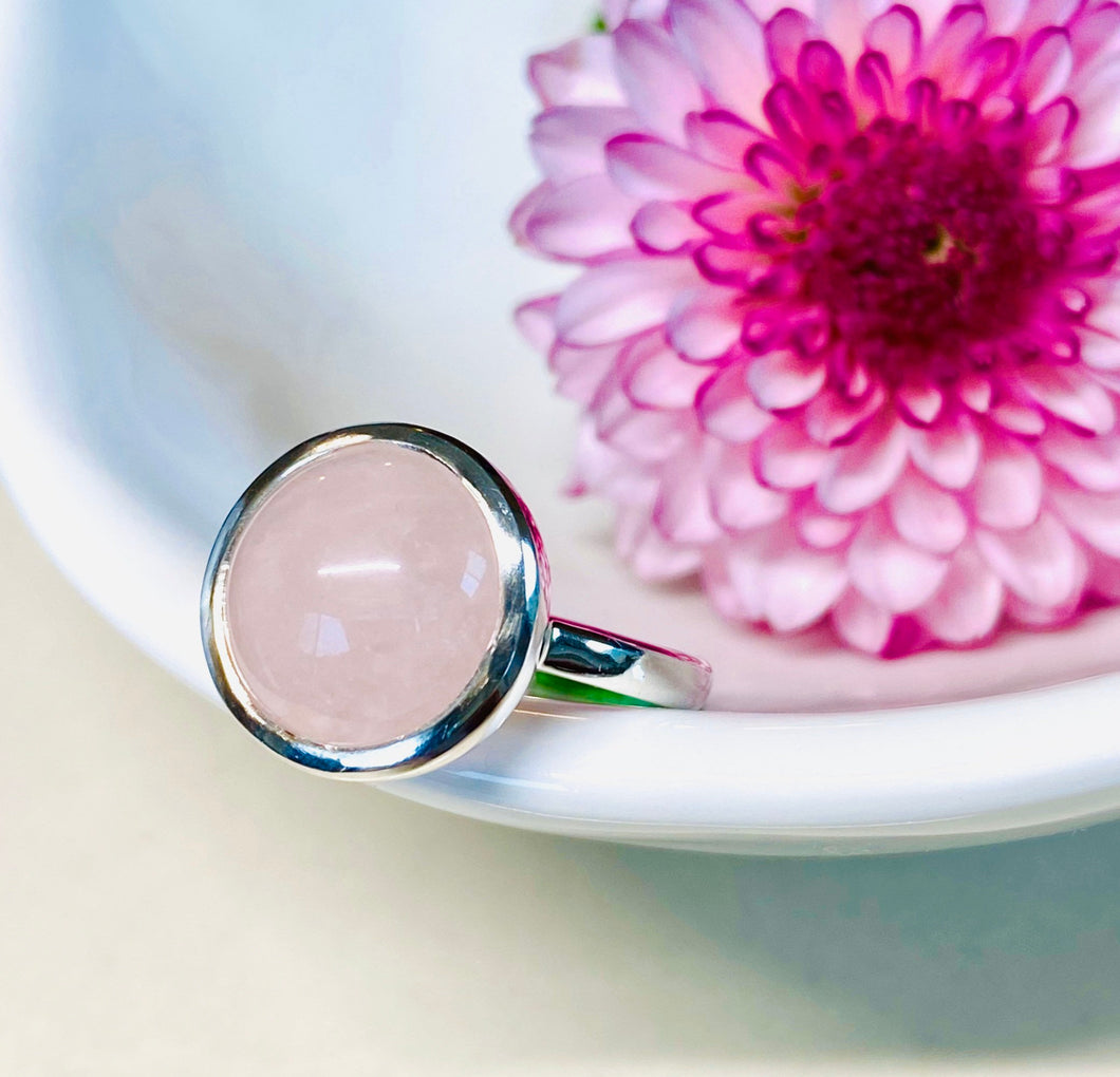 Rose Quartz and Sterling Silver Ring