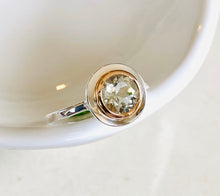 Load image into Gallery viewer, Natural Green Amethyst Gold and Sterling Silver Ring
