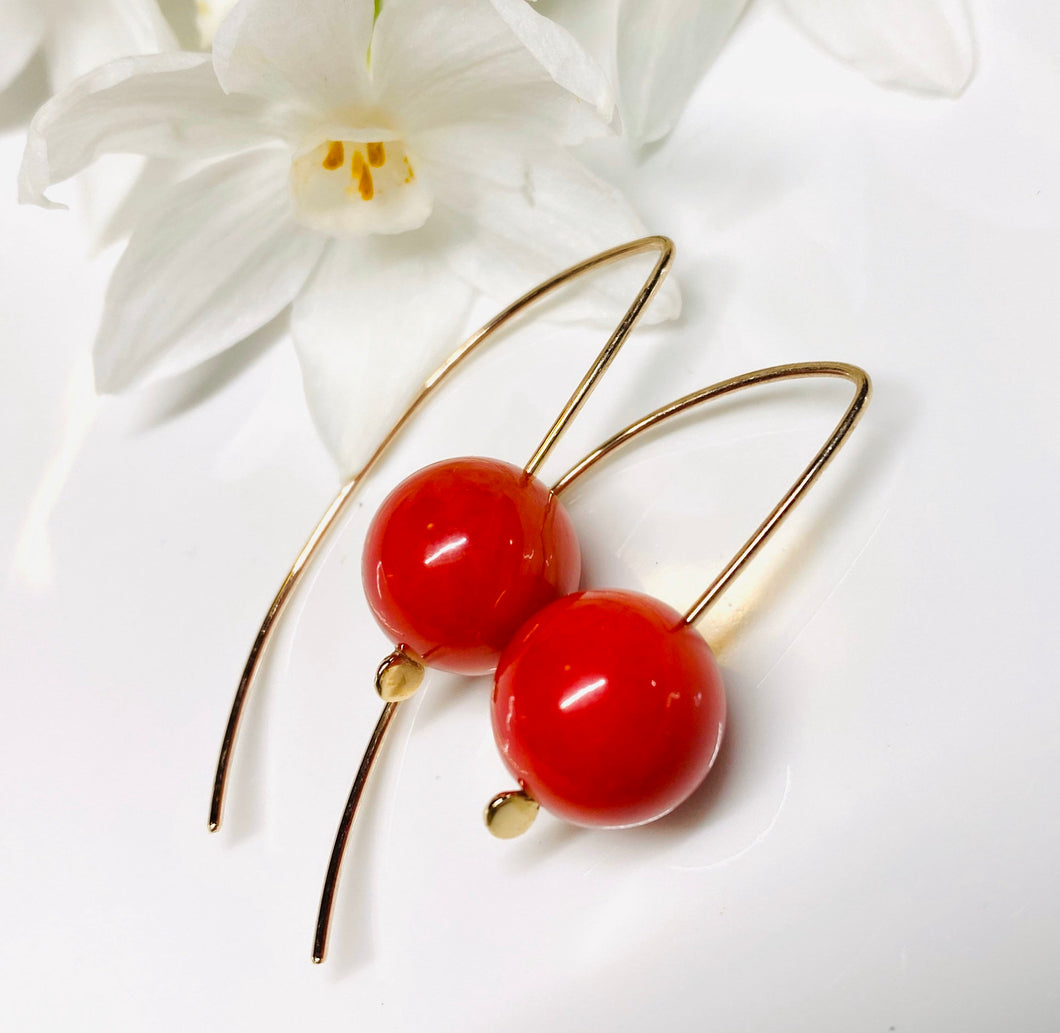 Coral Gold Earrings